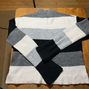 Black/white/gray striped sweater